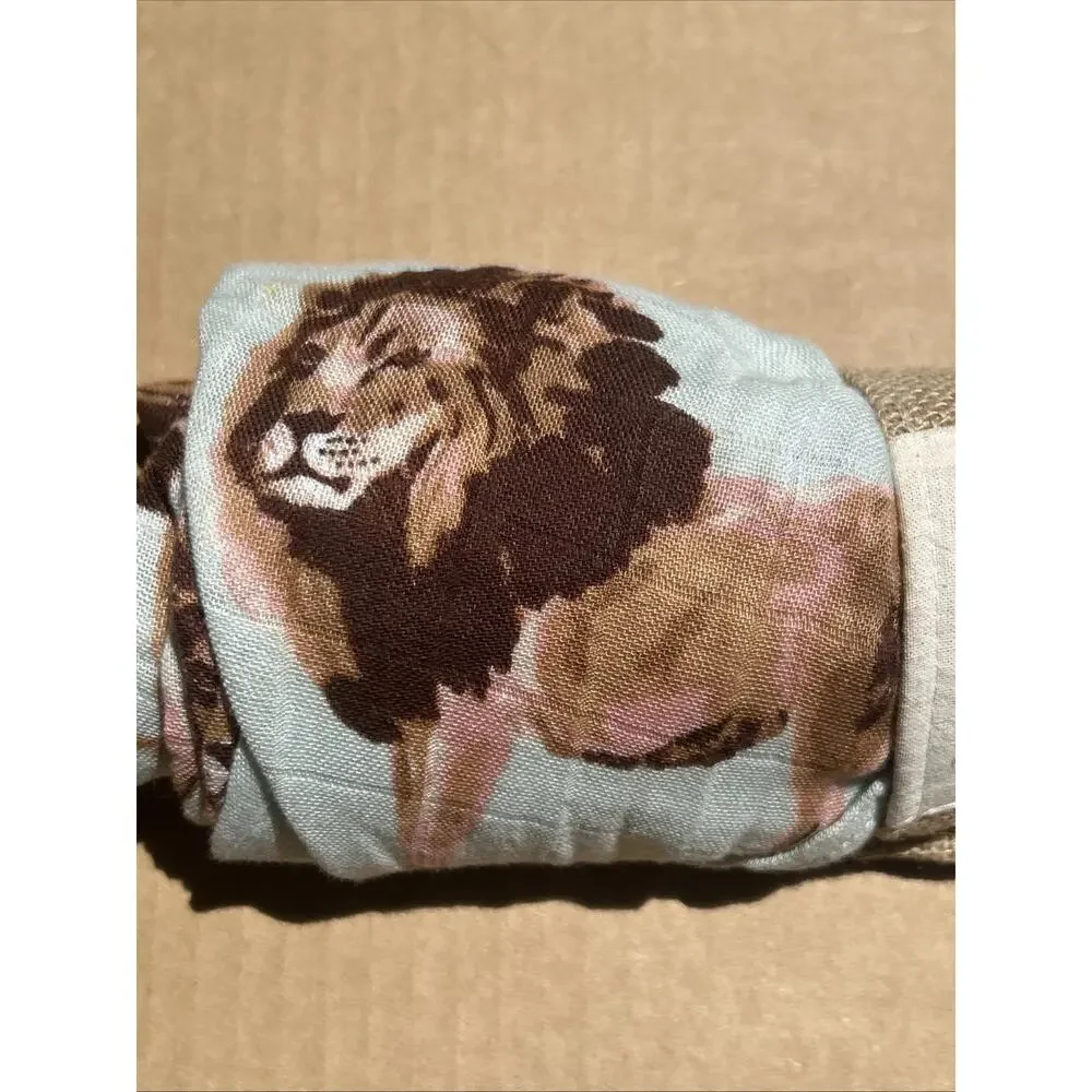MilkBarn Lion Swaddle Blanket 47x47 Bamboo Rayon Cotton NWOT Baby Safari Theme